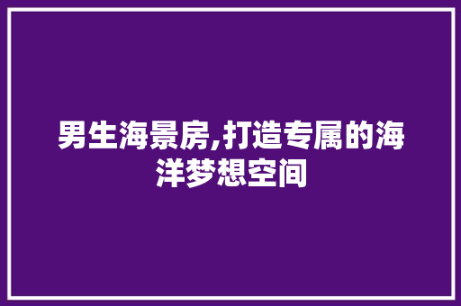 男生海景房,打造专属的海洋梦想空间