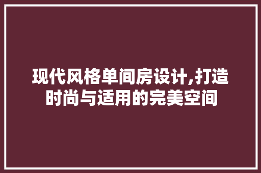 现代风格单间房设计,打造时尚与适用的完美空间