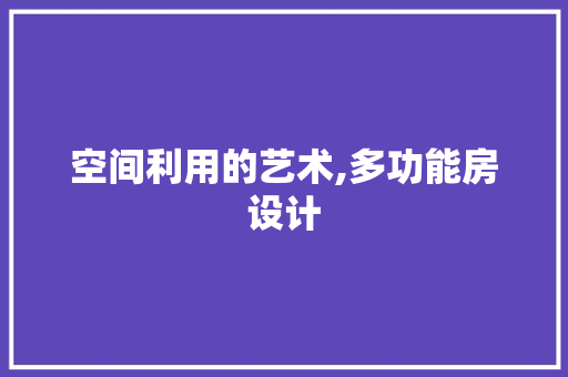 空间利用的艺术,多功能房设计