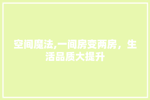 空间魔法,一间房变两房，生活品质大提升