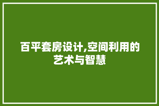 百平套房设计,空间利用的艺术与智慧