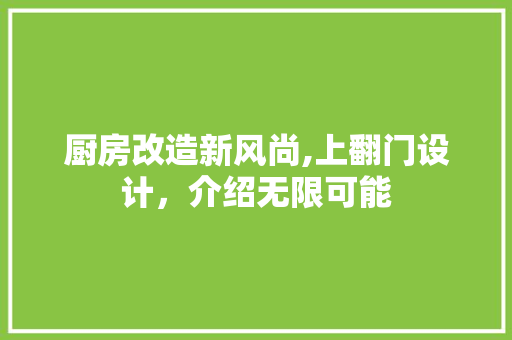 厨房改造新风尚,上翻门设计，介绍无限可能