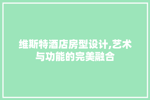 维斯特酒店房型设计,艺术与功能的完美融合