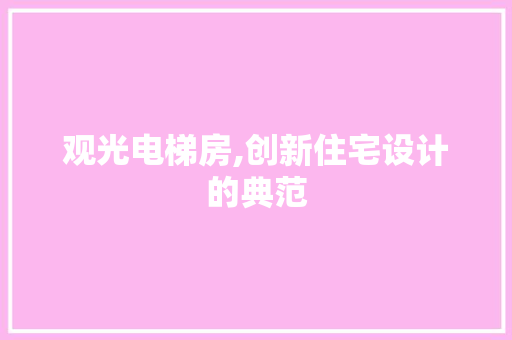 观光电梯房,创新住宅设计的典范