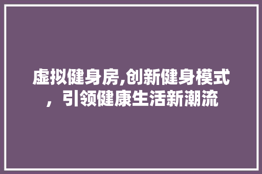 虚拟健身房,创新健身模式，引领健康生活新潮流