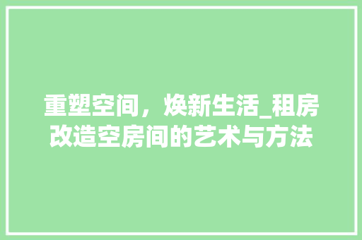 重塑空间，焕新生活_租房改造空房间的艺术与方法