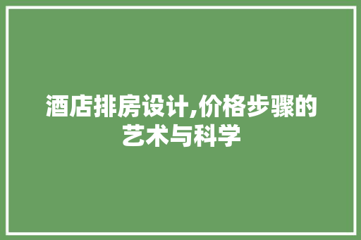 酒店排房设计,价格步骤的艺术与科学