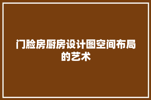 门脸房厨房设计图空间布局的艺术