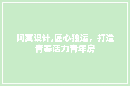阿爽设计,匠心独运，打造青春活力青年房