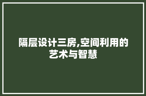 隔层设计三房,空间利用的艺术与智慧