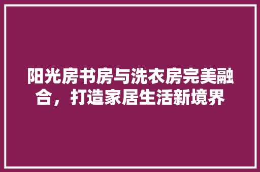 阳光房书房与洗衣房完美融合，打造家居生活新境界