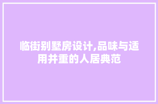 临街别墅房设计,品味与适用并重的人居典范