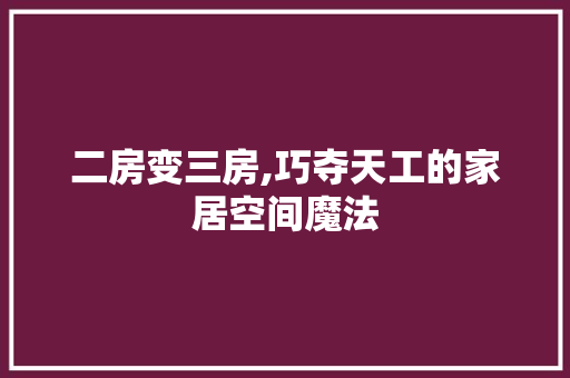 二房变三房,巧夺天工的家居空间魔法