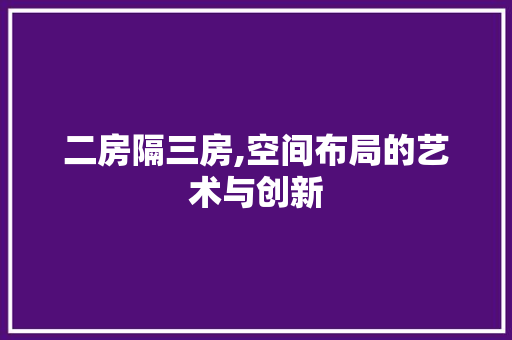 二房隔三房,空间布局的艺术与创新
