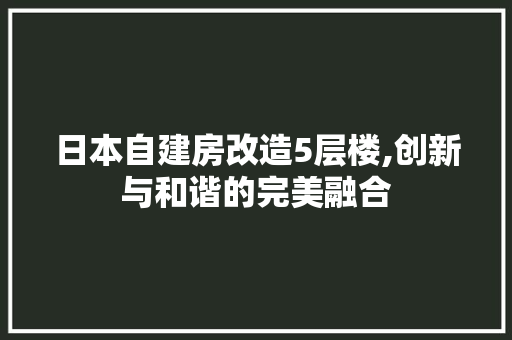 日本自建房改造5层楼,创新与和谐的完美融合