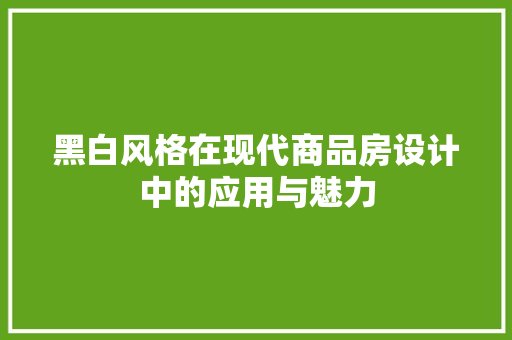 黑白风格在现代商品房设计中的应用与魅力