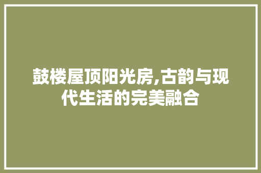 鼓楼屋顶阳光房,古韵与现代生活的完美融合