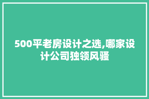 500平老房设计之选,哪家设计公司独领风骚