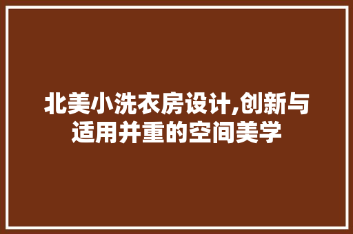 北美小洗衣房设计,创新与适用并重的空间美学