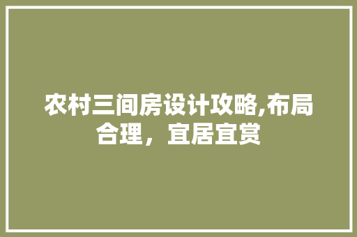 农村三间房设计攻略,布局合理，宜居宜赏