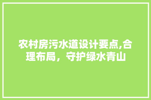 农村房污水道设计要点,合理布局，守护绿水青山