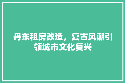 丹东租房改造，复古风潮引领城市文化复兴