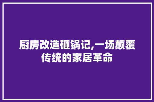 厨房改造砸锅记,一场颠覆传统的家居革命