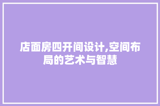 店面房四开间设计,空间布局的艺术与智慧