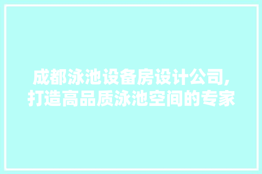 成都泳池设备房设计公司,打造高品质泳池空间的专家
