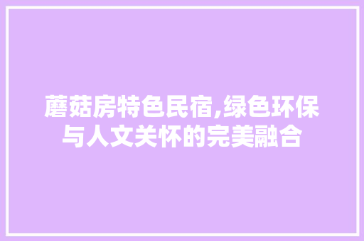 蘑菇房特色民宿,绿色环保与人文关怀的完美融合