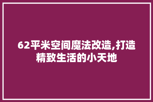 62平米空间魔法改造,打造精致生活的小天地