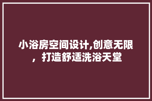 小浴房空间设计,创意无限，打造舒适洗浴天堂