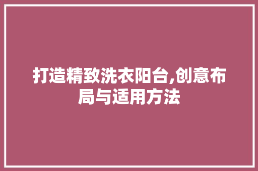 打造精致洗衣阳台,创意布局与适用方法