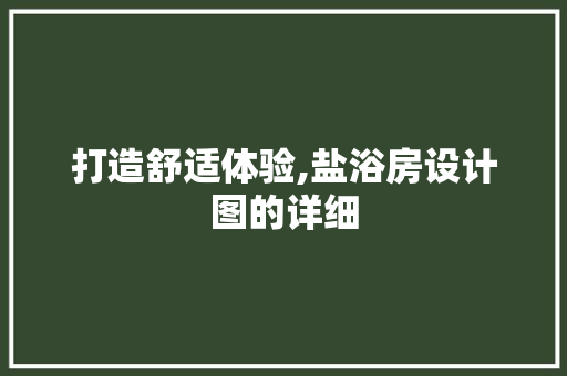 打造舒适体验,盐浴房设计图的详细