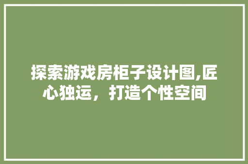 探索游戏房柜子设计图,匠心独运，打造个性空间