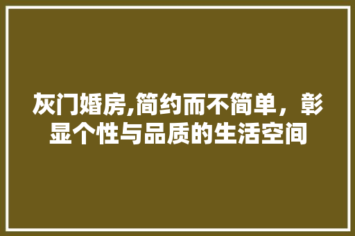 灰门婚房,简约而不简单，彰显个性与品质的生活空间