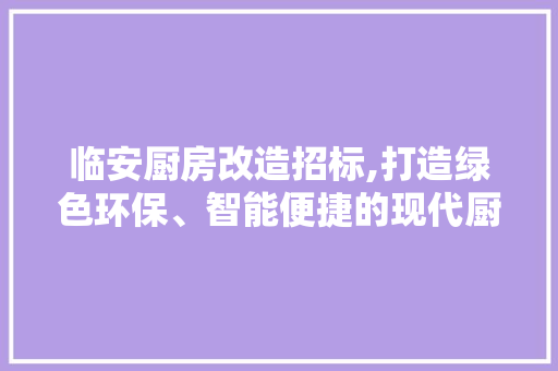 临安厨房改造招标,打造绿色环保、智能便捷的现代厨房新格局