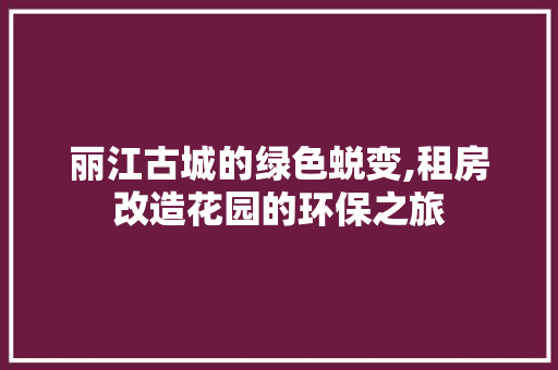丽江古城的绿色蜕变,租房改造花园的环保之旅