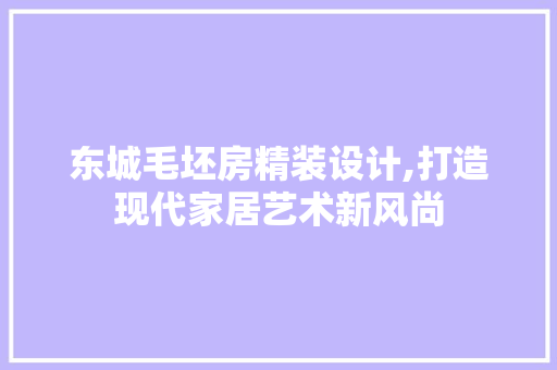 东城毛坯房精装设计,打造现代家居艺术新风尚