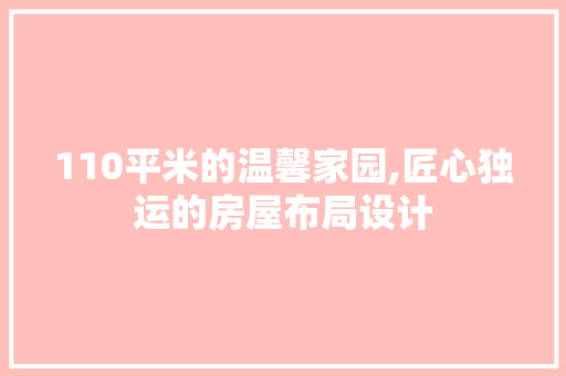 110平米的温馨家园,匠心独运的房屋布局设计
