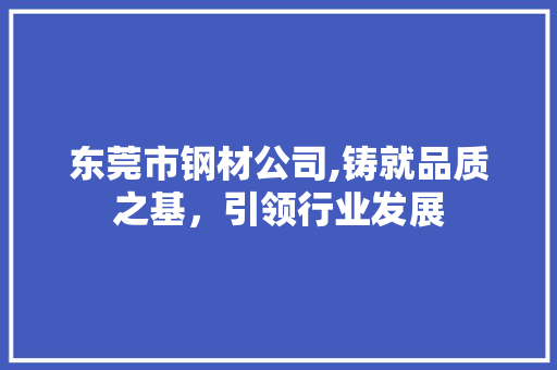 东莞市钢材公司,铸就品质之基，引领行业发展