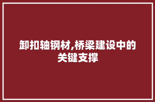 卸扣轴钢材,桥梁建设中的关键支撑