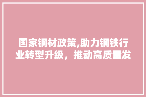 国家钢材政策,助力钢铁行业转型升级，推动高质量发展