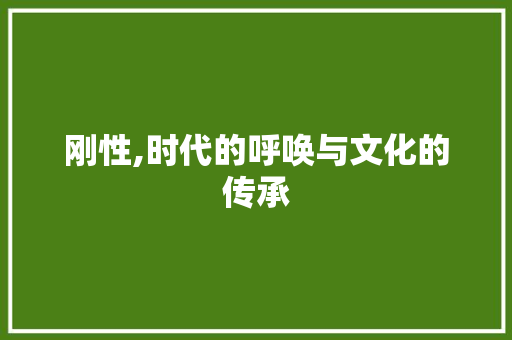 刚性,时代的呼唤与文化的传承