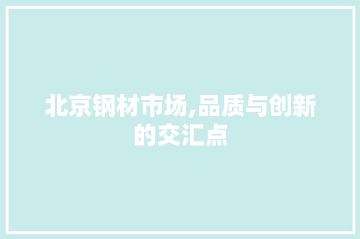 北京钢材市场,品质与创新的交汇点