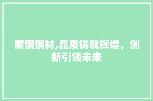南钢钢材,品质铸就辉煌，创新引领未来