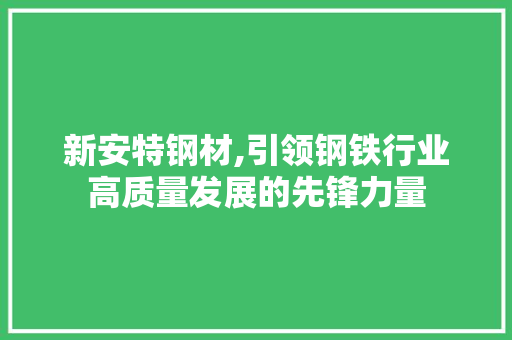 新安特钢材,引领钢铁行业高质量发展的先锋力量