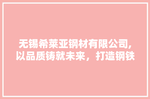 无锡希莱亚钢材有限公司,以品质铸就未来，打造钢铁行业的领军品牌