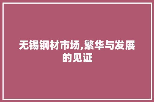 无锡钢材市场,繁华与发展的见证