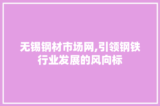 无锡钢材市场网,引领钢铁行业发展的风向标